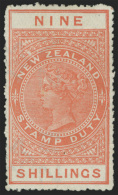 *        AR41 Var (F86) 1906 9' Orange Q Victoria^ Postal Fiscal On Unsurfaced "Cowan" Paper, Wmkd Single-lined NZ... - Fiscaux-postaux