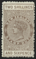 *        AR31 (F57a) 1901 2'6d Grey-brown Q Victoria^ Postal Fiscal Inscribed "Counterpart", Wmkd NZ And Star Wide... - Fiscaux-postaux