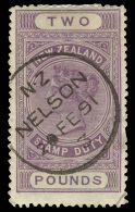 O        AR19 Var (F33 Var) 1886 £2 Deep Violet Q Victoria Postal Fiscal^, Wmkd NZ And Star Wide Apart (SG... - Fiscaux-postaux