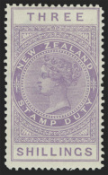 *        AR3 (F36) 1888 3' Mauve Q Victoria^ Postal Fiscal, Wmkd NZ And Star Wide Apart (SG Type W12b), Perf... - Post-fiscaal