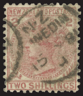 O        59 (185) 1878 2' Deep Rose Q Victoria^, Wmkd NZ And Small Star Wide Apart, Perf 12x11½ (comb),... - Usados