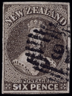 O        14d (41) 1862 6d Black-brown Q Victoria^, Wmkd Large Star, Imperf, Four Large Even Margins, Grid Cancel,... - Usados