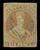 O        9h (14) 1857 6d Pale Brown Q Victoria^ On White Paper, Unwmkd, Imperf, Four Full Margins, Light Cancel, VF... - Oblitérés