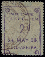 O        20 Var Footnoted (27) 1886 2d Violet On Blue^ (24 MAY 86), Extremely Rare Date, Lightly Canceled, Rare,... - Nieuwe Republiek (1886-1887)