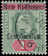 O        6 (9) 1908 1' Green And Carmine K Edward VII^ Overprinted "New Hebrides Condominium", Wmkd CA, Only 1440... - Otros & Sin Clasificación