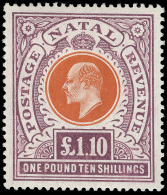 *        109 (162) 1908 £1.10' Brown-orange And Deep Purple K Edward VII^ On Chalk-surfaced Paper, Wmkd MCA,... - Natal (1857-1909)