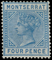 *        9 (11) 1884 4d Blue Q Victoria^, Wmkd CA, Perf 14, The Key Major Stamp Of The Whole Colony, OG, LH, VF,... - Montserrat