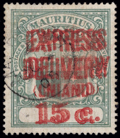 O        E4d (E6c) 1904 15¢ On 15¢ Grey-green Coat Of Arms "EXPRESS DELIVERY" Surcharge^ In Red, ERROR -... - Maurice (...-1967)