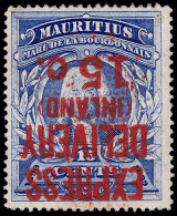 *        E3b (E3a) 1904 15¢ On 15¢ Ultramarine "EXPRESS DELIVERY" Overprint^, ERROR - Surcharge Inverted,... - Maurice (...-1967)