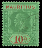 O        199 (241) 10R 1924 Green And Red On Emerald K George V^, Die II, Wmkd Script CA, Perf 14, Extremely Rare... - Maurice (...-1967)