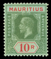 *        159a (204a) 1919 10R Green And Red On Blue-green (olive Back) K George V^, Die I, Wmkd MCA, Perf 14, OG,... - Maurice (...-1967)