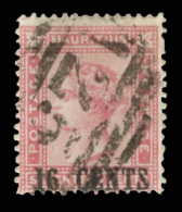O        78 (114) 1883 16¢ On 17¢ Rose Q Victoria^, Wmkd CC. Perf 14, With Provisional Overprint SG Type... - Mauritius (...-1967)