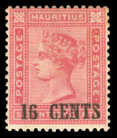 *        78 (114) 1883 16¢ On 17¢ Rose Q Victoria^, Wmkd CC. Perf 14, With Provisional Overprint SG Type... - Maurice (...-1967)