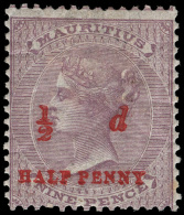 *        45 (78) 1876 ½d On 9d Dull Purple Q Victoria With Red Surcharge^ SG Type 12, Prepared For Use But... - Mauricio (...-1967)