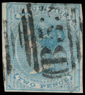 O        33a Var (60"a" Var Footnoted) 1863-72 2d Bright Blue Q Victoria^ Imperf Single, Four Margins (close At... - Mauritius (...-1967)