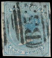 O        33a Var (60"a" Var Footnoted) 1863-72 2d Bright Blue Q Victoria^ Imperf Single, Four Margins (close At... - Mauricio (...-1967)