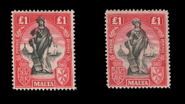 *        98-114, 98 Var, 105a, 114a (123-40, 123a, 130a) 1922-26 ¼d-£1 Malta Allegories^, Wmkd Script... - Malta (...-1964)