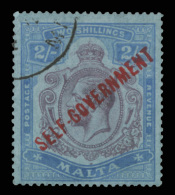 O        92 (120) 1922 2' Purple And Blue On Blue K George V^ On Chalk-surfaced Paper, Overprinted... - Malte (...-1964)