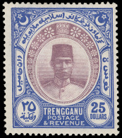 *        39 (45) 1921-41 $25 Purple And Blue Sultan Suleiman^ On Chalk-surfaced Paper, Wmkd Script CA, Perf 14,... - Trengganu