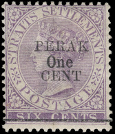 *        29, 33, 36, 38, 40 (43-47) 1891 1¢ On 6¢ Lilac Q Victoria^ Of Straits Settlements Surcharges,... - Perak