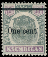 *        20a (15a) 1900 1¢ On 15¢ Green And Violet Tiger^ Surcharged SG Type 4, VARIETY - Raised Stop... - Negri Sembilan