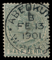 O        13 (21) 1885 ½d Dull Green Q Victoria^, Wmkd CA, Perf 14, With "ABEOKUTTA - B" Small Village Cds,... - Nigeria (...-1960)