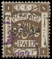 O        53b (54) 1923 1m Dark Brown, Gold Arab Government Of The East Handstamp^ SG Type 5, Perf 15x14, Only 50... - Jordanie