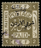 O        22A (25c) 1922 2 Pi On 2pi Olive Of Palestine, Violet Surcharge^ SG Type 2, Perf 15x14, Very Rare And... - Jordanië