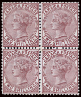 **/*/[+] 14 (14) 1875 2' Venetian Red Q Victoria^, Wmkd CC, Perf 12½, Block Of Four, Well Centered, OG, HR... - Jamaica (...-1961)