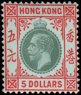 *        123a (115b) 1917 $5 Green And Red K George V^ On Blue-green, Olive Back, Wmkd MCA, Perf 14, The Majority... - Unused Stamps