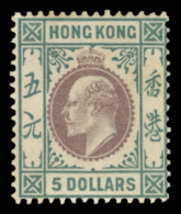 *        84 (75) 1903 $5 Purple And Blue-green K Edward VII^, Wmkd CA, Perf 14, OG, VLH, VF Scott Retail... - Neufs