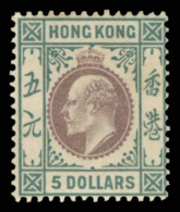 *        84 (75) 1903 $5 Purple And Blue-green K Edward VII^, Wmkd CA, Perf 14, OG, VLH, VF Scott Retail... - Ungebraucht