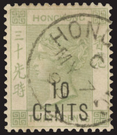 O        69b (54) 1898 10¢ On 30¢ Grey-green Q Victoria^ Surcharged SG Type 17 With No Chinese Character,... - Oblitérés