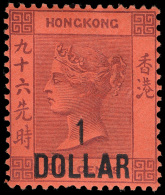 *        56 (47) 1891 $1 Surcharged On 96¢ Purple On Red Q Victoria^, SG Type 10 Surcharge, Wmkd CA, Perf 14,... - Neufs