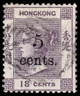 O        32 Var (24x) 1880 5¢ On 18¢ Lilac Q Victoria^ Surcharged, ERROR - Wmkd CC Reversed, Rare And... - Gebruikt