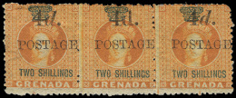 *        33, 32 (41a, 41) 1888-91 4d On 2' Orange Q Victoria^ Revenue Stamp, Wmkd CC, Perf 14, Surcharged "4d... - Grenade (...-1974)