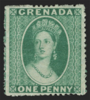 *        5Bc (16) 1878 1d Green Q Victoria^, Wmkd Small Star (sideways), Intermediate Perf 15, OG, VLH, VF Scott... - Grenada (...-1974)