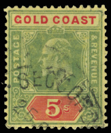 O        65 (68) 1913 5' Green And Red On Yellow K Edward VII^ On Chalk-surfaced Paper, Wmkd MCA, Perf 14,... - Costa De Oro (...-1957)