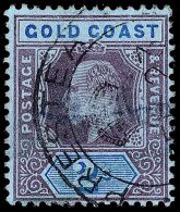 O        63 (66) 1910 2' Purple And Blue On Blue K Edward VII^, Wmkd MCA, Perf 14, With Very Rare "Prestea"... - Côte D'Or (...-1957)