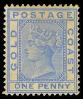 *        12 (10) 1883 1d Blue Q Victoria^, Wmkd CA, Perf 14, Scarce Mint!, A Key Rarity To The Whole Colony, Seldom... - Côte D'Or (...-1957)