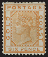 *        3 (3) 1875 6d Orange Q Victoria^, Wmkd CC, Perf 12½, Rare, OG, HR, F-VF Scott Retail $825…SG... - Côte D'Or (...-1957)