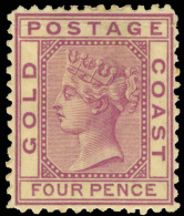 *        2 (2) 1875 4d Magenta Q Victoria^, Wmkd CC, Perf 12½, Scarce, OG, HR, VF Scott Retail... - Côte D'Or (...-1957)