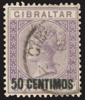 O        22-28 (15-21) 1889 5c On ½d-75c On 1' Q Victoria^ Currency Surcharges, Wmkd CA, Perf 14, Cplt (7),... - Gibraltar