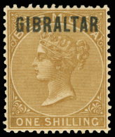 *        7 (7) 1886 1' Yellow-brown Q Victoria Of Bermuda^ Overprinted "GIBRALTAR", Wmkd CA, Perf 14, Key High... - Gibraltar