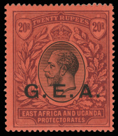 *        N121 (61) 1917 20R Black And Purple On Red K George V^ Of East Africa And Uganda Overprinted "G.E.A.",... - Afrique Orientale