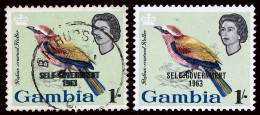 O        190 Var (208a) 1963 1' Rufous-crowned Roller Overprinted "SELF-GOVERNMENT 1963", ERROR - Overprint... - Gambie (...-1964)