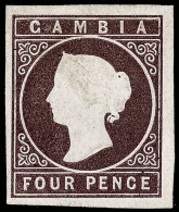 *        1a (1) 1869 4d Brown Q Victoria Embossed^, Unwmkd, Imperf, Four Large Margins, Fresh, OG,VLH, SUPERB Scott... - Gambie (...-1964)