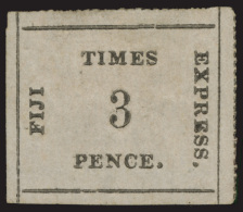 *        7 (6) 1871 3d Black On Rose Fiji Times Express^ On Laid Batonne Paper (thin, Vertically Ribbed),... - Fidji (...-1970)