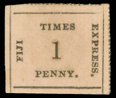 *        6 (5) 1871 1d Black On Rose Fiji Times Express On Laid Batonne Paper^ (thin, Vertically Ribbed), Only 2400... - Fidji (...-1970)