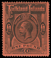 *        30-40 (60-69, 67b) 1912-20 ½d-£1 K George V^, Wmkd MCA, Cplt (11), OG, VLH, F-VF Scott Retail... - Islas Malvinas